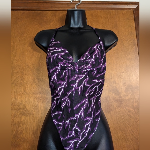 Vintage 90s bandana Top, 3 styles, sun moon celestial print, flames, lightning, - Picture 2 of 5